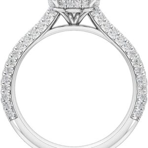 1-5 Carat (ctw) White Gold Oval,Round Cut LAB GROWN Diamond Vintage Engagement Ring (Color D-E Clarity VS1-VS2)