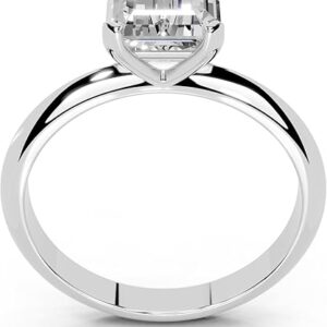 Emerald Cut Lab Grown Diamond IGI Certified 4 Prong Solitaire Engagement Ring in 14K Gold, Platinium for Women (1.0-5.0 Ct, F-G Color, VS1-VS2 Clarity)