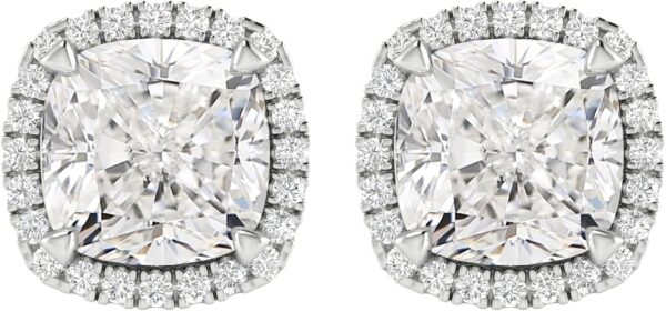 Round Halo Diamond Earrings 14K Gold