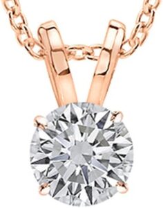 1-8 Carat 14k White Gold 4 Prong Set Round-cut Lab Grown Diamond Solitaire Stud Pendant Necklace (E-F, VS-SI) Jewelry for Women