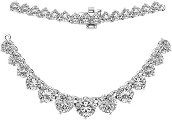 14K White Gold Round Cut Lab-Grown Riviera Graduated Diamond Tennis Necklace1