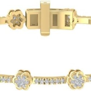 14K Gold Lab Grown Diamond Flower Bracelet (1 cttw, D-E Color, VS Clarity) 7″