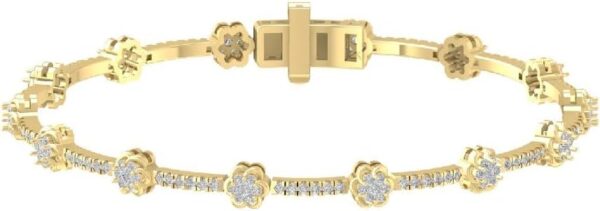 14K Gold Lab Grown Diamond Flower Bracelet