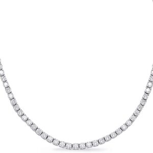 3 to 40 Carat LAB GROWN Round 14K White Gold 17 “Uniform Straight Diamond Tennis Riviera Necklace (E-F Color, SI1-SI2 Clarity) Graduating Premium Collection 4 Prong